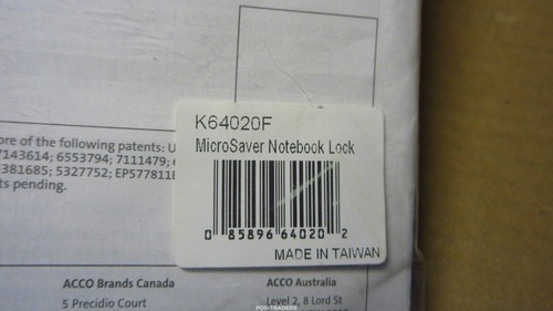 Moniteur pour ordinateur portable Kensington K64020F 1,8 m Cable Lock MicroSaver Keyed NUOVO NEUF - Photo 3/3