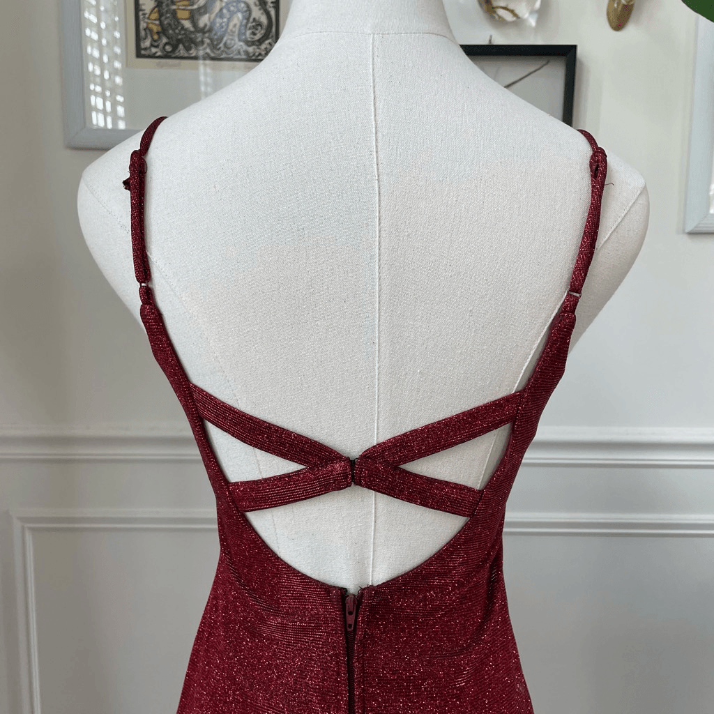 City Triangles Red Glitter Metallic Cocktail Dress Strappy Back 3 | eBay