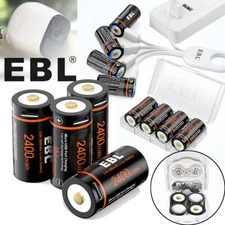 EBL 16340 RCR123 CR123A Lithium 3V USB Port Rechargeable Batteries +Cable LOT