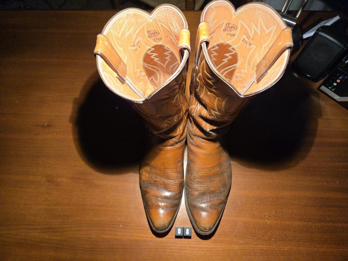 Justin 2909 Vintage Cowboy 10 E Brown Leather, Rides Well | eBay