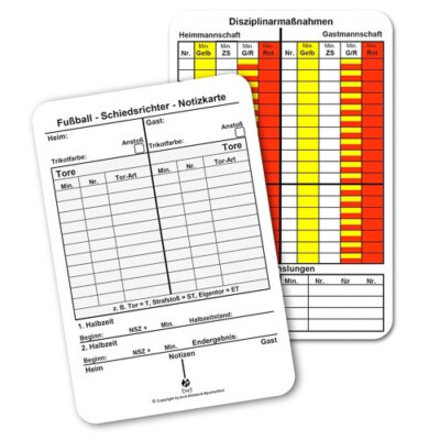 b+d Spielnotizkarten 100 Stück Schiedsrichter Fußball | eBay