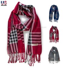 Men Women Pashmina Soft Silk Shawl Wrap Plaid Scarf Scarves Cashmere Wool Winter