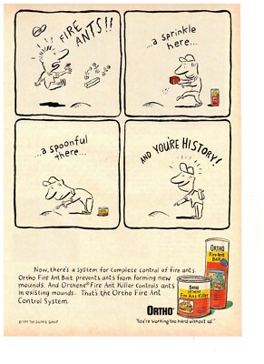 Ortho Fire Ant Killer Sprinkle Here Spoonful There Vintage 1993 Print Ad