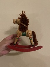 Vintage Wooden Rocking Horse Pony Yarn Mane  Tail Christmas Decor 9  Taiwan