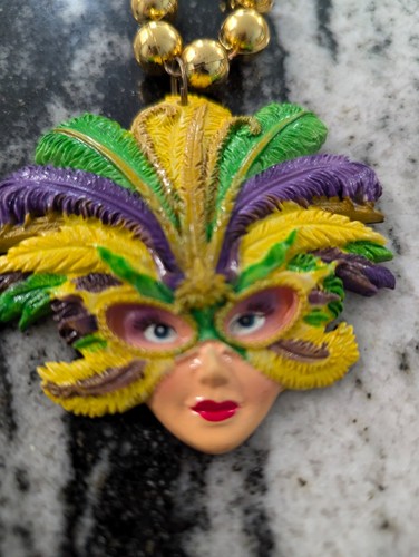 Collana perle donna mascherata piuma sfilata martedì grasso perline gasparilla - Foto 3 di 3