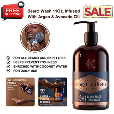 Beard Wash 11 oz, Infused with Argan  Avocado Oil for Soft Hair and Clean Skin