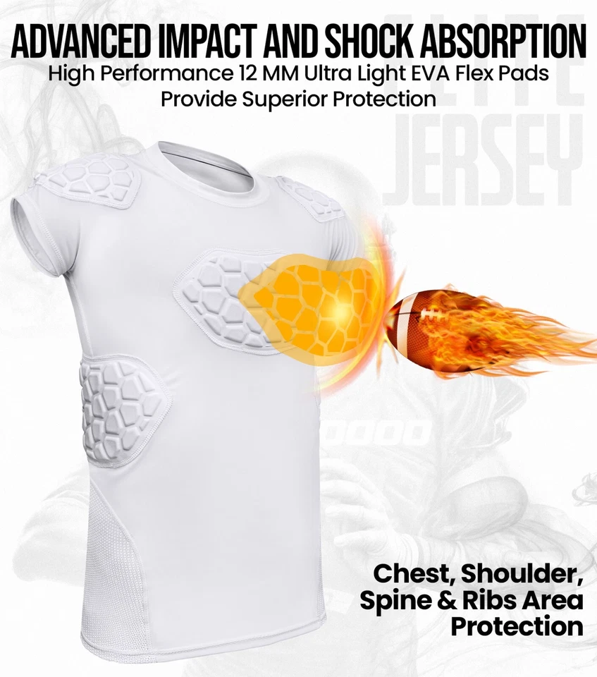 Camisa de compresión de fútbol acolchada para adultos Exxact Sports Elite 6 almohadillas Foto 2 de 4