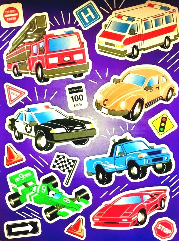 VINTAGE** SUPER MAXI VEHICLES theme Sandylion Stickers GLOW IN THE