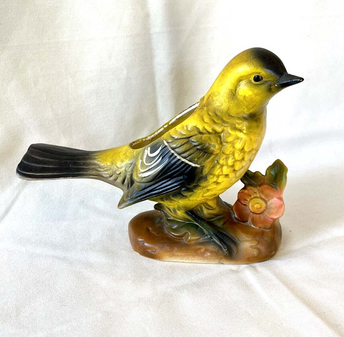 Vintage Napcoware Ceramic Gold Finch Bird Napco Planter Pot Vase Japan C6560