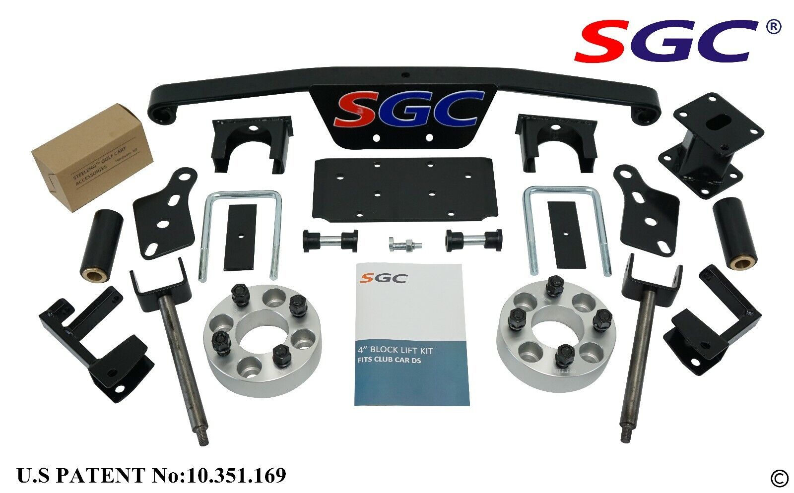 SGC 4" SPINDLE EXTENSION LIFT KIT FOR CLUB CAR GOLF CART DS MODEL (1993-2010)