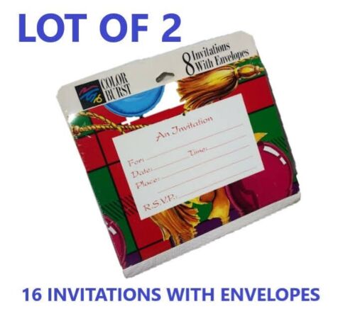 Vintage Color Burst Plaid Tidings 2 Packs Christmas Holiday Party Invitations