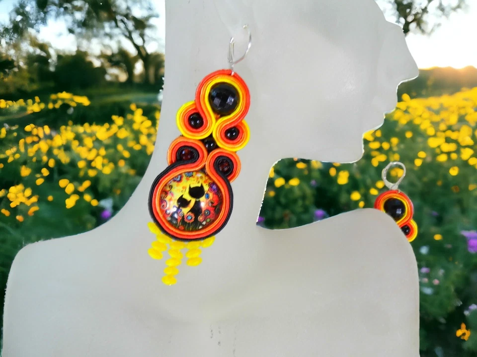 Ohrringe Technik soutache Kunsthandwerk , - Bild 3 von 4