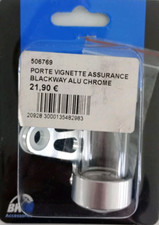 Support Porte vignette assurance alu chrome tube cylindrique pour moto cyclo
