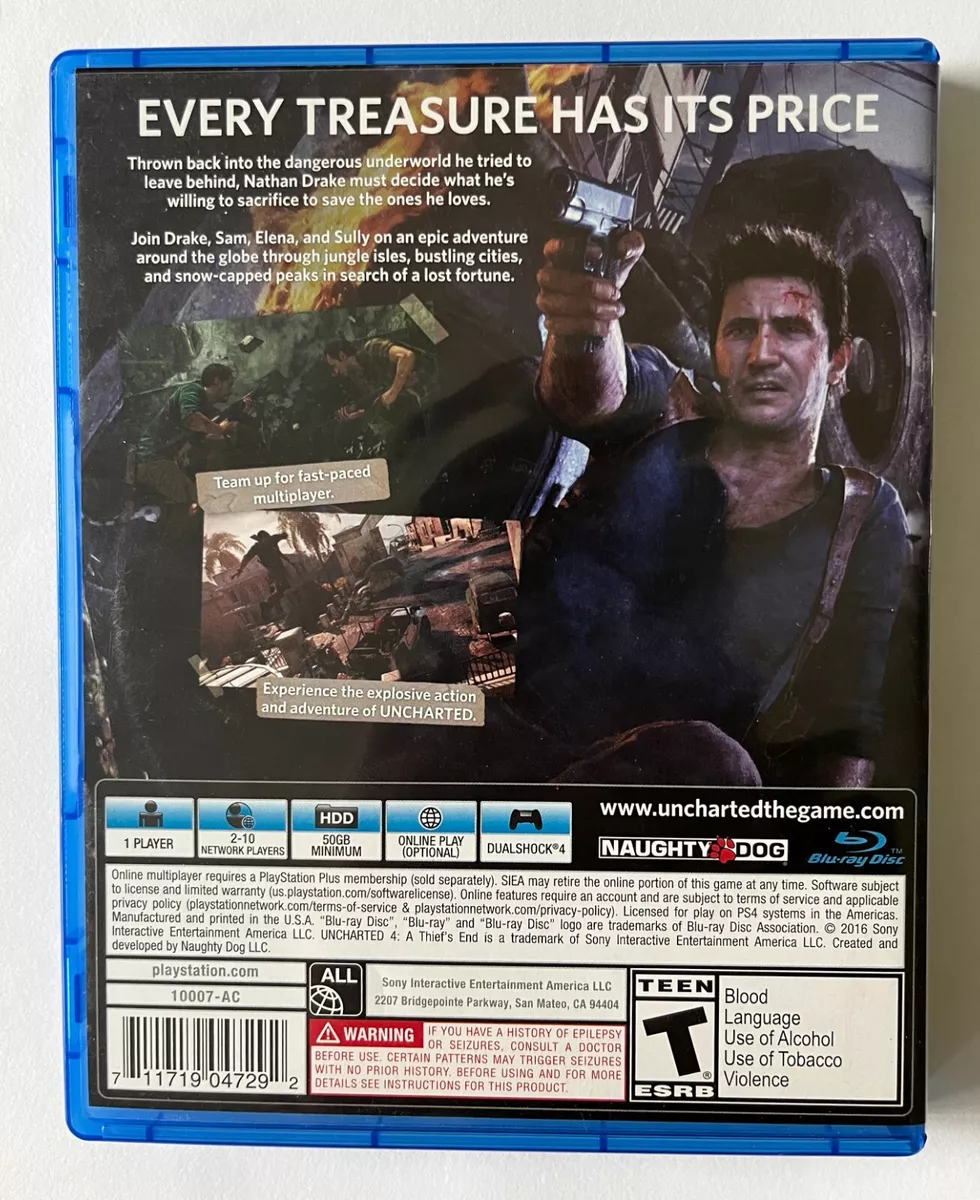 Uncharted 4 A Thief's End Ps4 For PlayStation 4 Video Game PS3 PS5