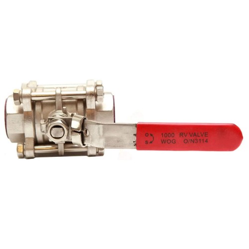 RV Ball Valve ON/OFF 316 Stainless Steel WOG 1000 3114 1 ½” 40mm Red - Picture 4 of 7