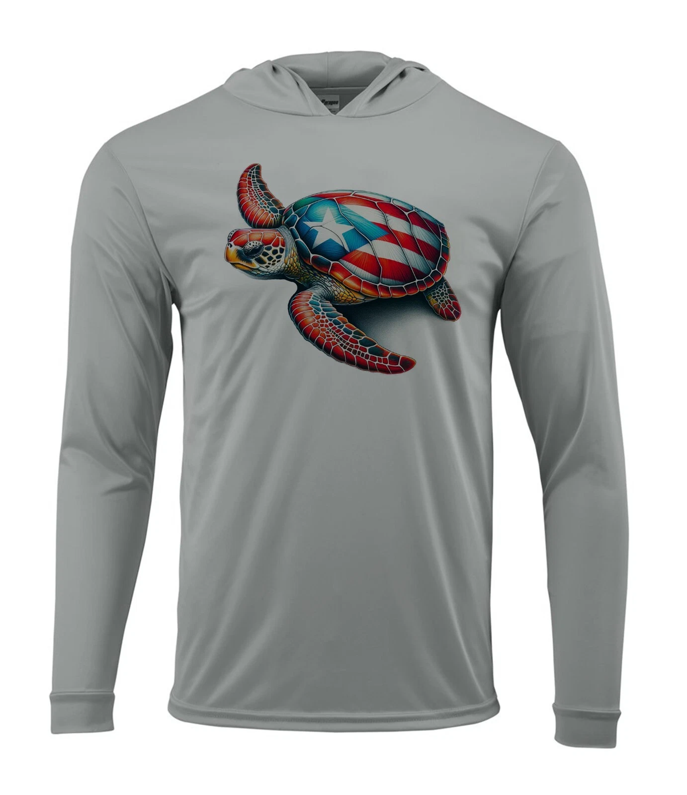 Puerto Rico Flag Sea Turtle Ocean UV UPF 50 Long Sleeve T-Shirt Hood Sport