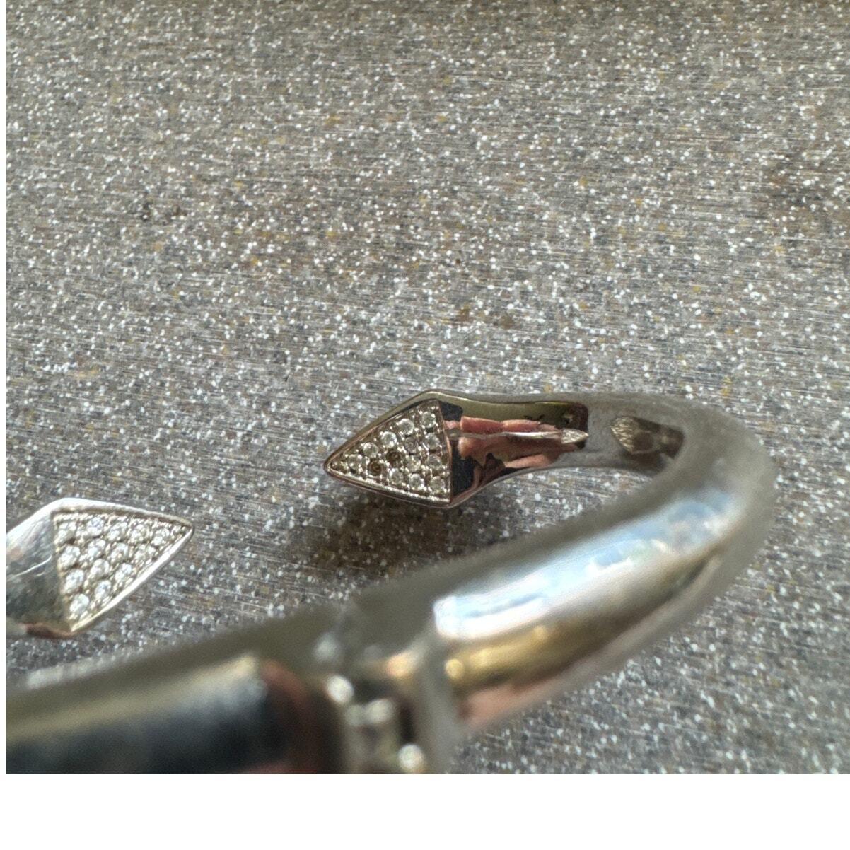 MM Hinged Cuff, Triangular Rhinestone SilverTone … - image 6