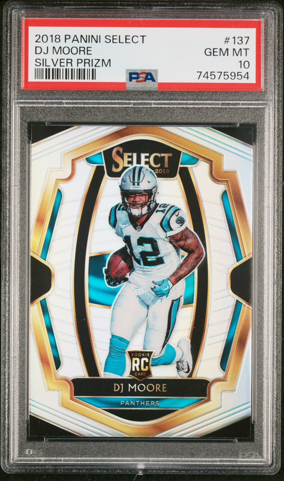 DJ Moore 2018 Select Premier Level #137 Silver Prizm Rookie PSA 10 GEM MINT