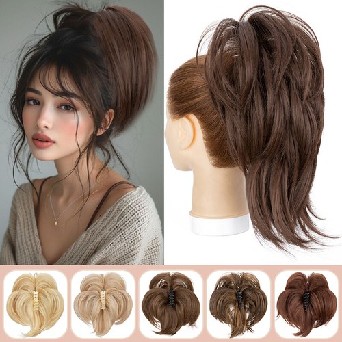 Short Ponytail Jaw Pony Tail Thick Claw on Clip In Hair Extension Real