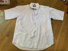 Men's Versace V2 Classic Blue Pinstriped Dress Shirt Short Sleeve 18