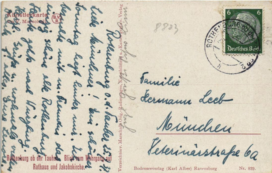 Old postcard Rothenburg view from the weirgang GERMANY (1076454)