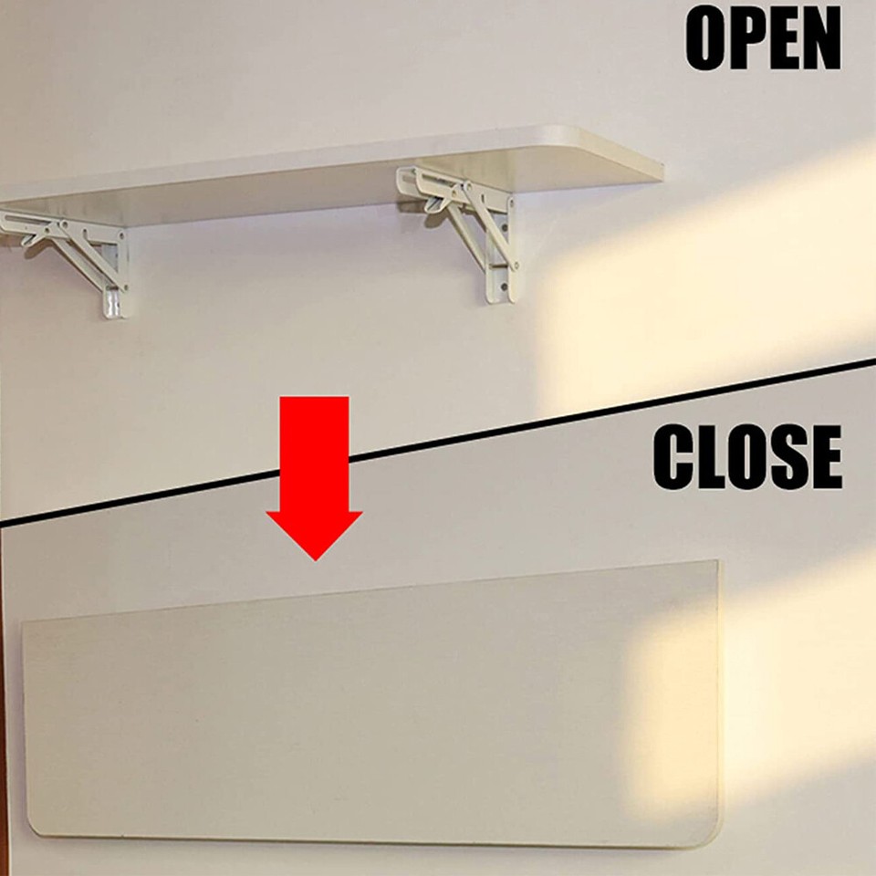 2 Pcs Folding Shelf Heavy Bracket Duty Wall Mounted Triangle Shelf 12 ...