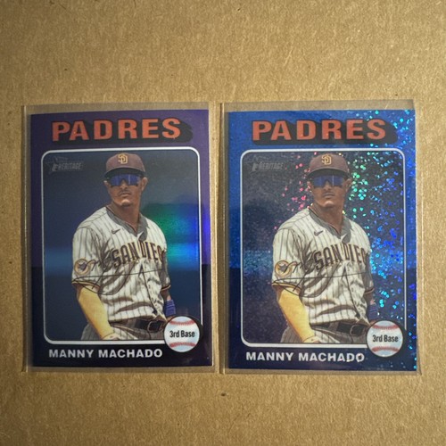 MANNY MACHADO 2024 TOPPS HERITAGE Blue Sparkle Refractor, Purple Chrome Pair