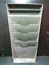 Vintage Metal Wall Work Order Desktop Paper Tray Organizer 4 File Slot 2 Shelf 