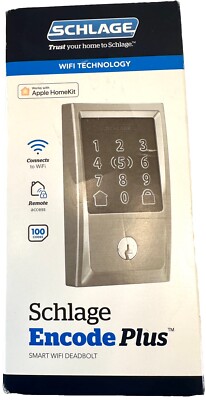 Schlage Encode Plus Smart WiFi Deadbolt W/ Alarm In Satin Nickel BE499WBCEN619