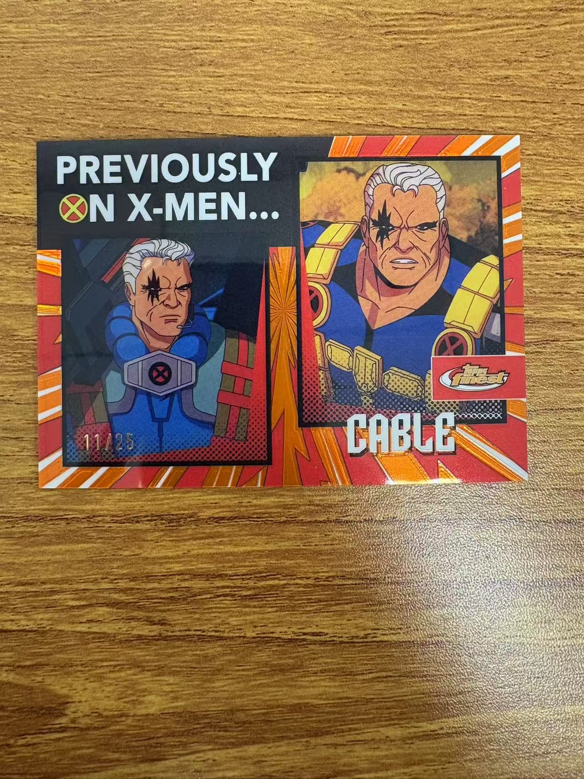 2025 Topps Finest Marvel X-Men '97 Cable 11/25 Orange Previously On X-Men LXT