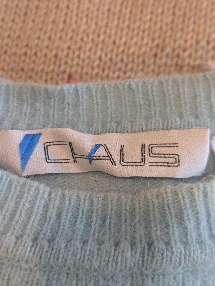 Suéter Chaus Verde Claro Lana Cordero Angora Conejo Cuello Alto Preppy Clásico Lg Foto 2 de 4