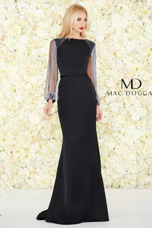 Mac duggal black best sale gown