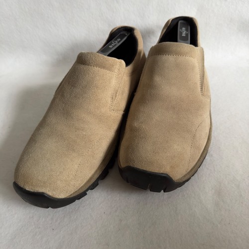 mens Clarks suede slip on walking shoes size 9 /43 comfort casual beige - Picture 7 of 7