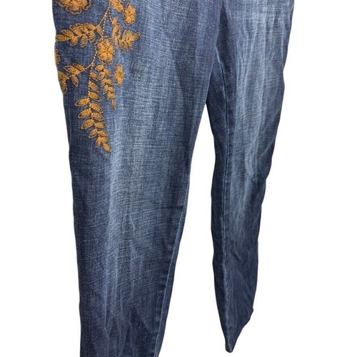 Chicos So Slimming Girlfriend Ankle Slim Leg Embroidered Jeans Stretch 2.5 / 14 - Picture 3 of 16
