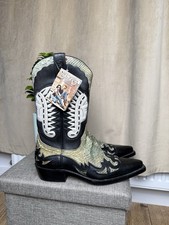 Botas vaqueras Sancho MARCOS PITON hechas a mano de cuero negro talla 41 EE. UU. 7,5