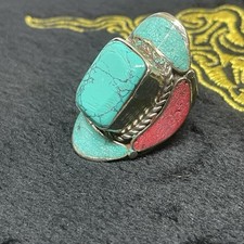 Wonderful Vintage Tibetan Multicolor Stones Stunning Brass Beautiful Ring
