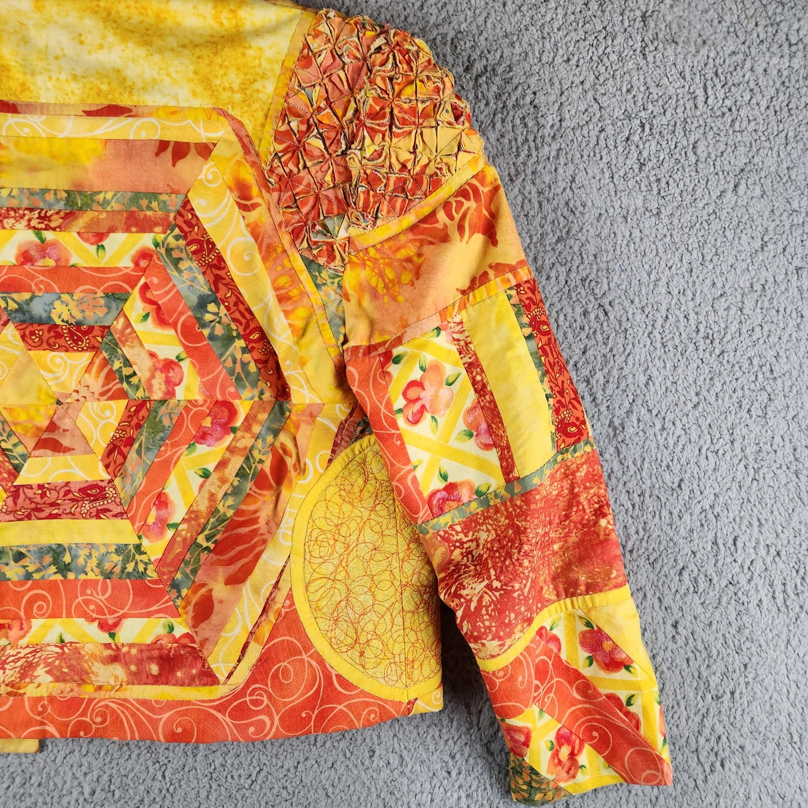 Handmade Patchwork Quilted Jacket Womens Medium O… - image 16