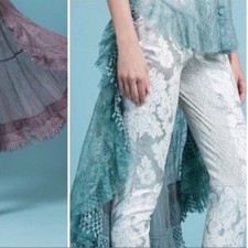 Byron Lars Metallic Silver Brocade Pants Dressy Bling Fairy Going Out Glam