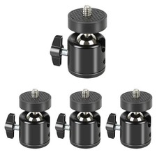 Daniob 4-Pack Mini Ball Head, Tripod Head with 1/4" hot Shoe, 360 Black