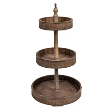 Decorative Wood & Tin 3 Tier Tray