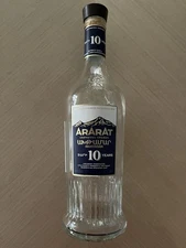 Ararat 10 Years Armenian Brandy Empty Bottle Cognac Clear Liquor