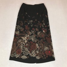 90s Floral Paisley Gypsy Fairy Grunge Cottagecore Black Maxi Skirt Petite Medium