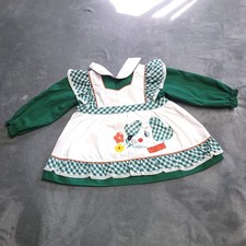 Vtg 80s Handmade Toddler Dress Check Size 4T Puppy Dog Girl Praire Cottage