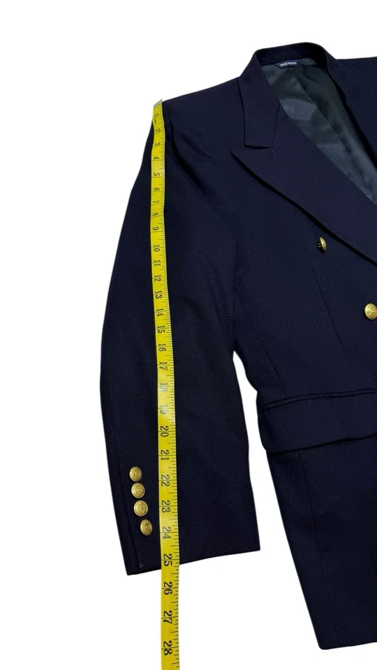 Blazer vintage GAP 100 % lana azul marino para hombre 42-6 chaqueta con botones dorados hecha en EE. UU. Foto 3 de 4