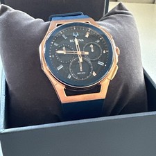 Bulova Men's Curved Chronograph Quartz Blue EPDM Rubber Watch 44 MM 97A185