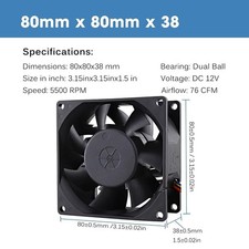 GDSTIME 80mm PWM Fan 12V 80mm x 38mm Fan 4 Pin 5500 RPM High Pressure