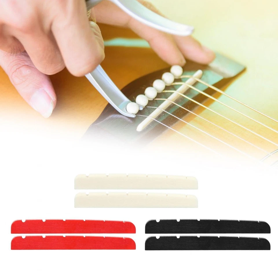 Écrou en os pour guitare électrique, 2 pièces, fond plat pour pièces de - Photo 1/1
