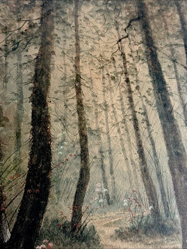 Tonal Aquarell Wald Gemälde Künstler Sgn ''19 im Stil von ARTHUR MOORE - Bild 13 von 14