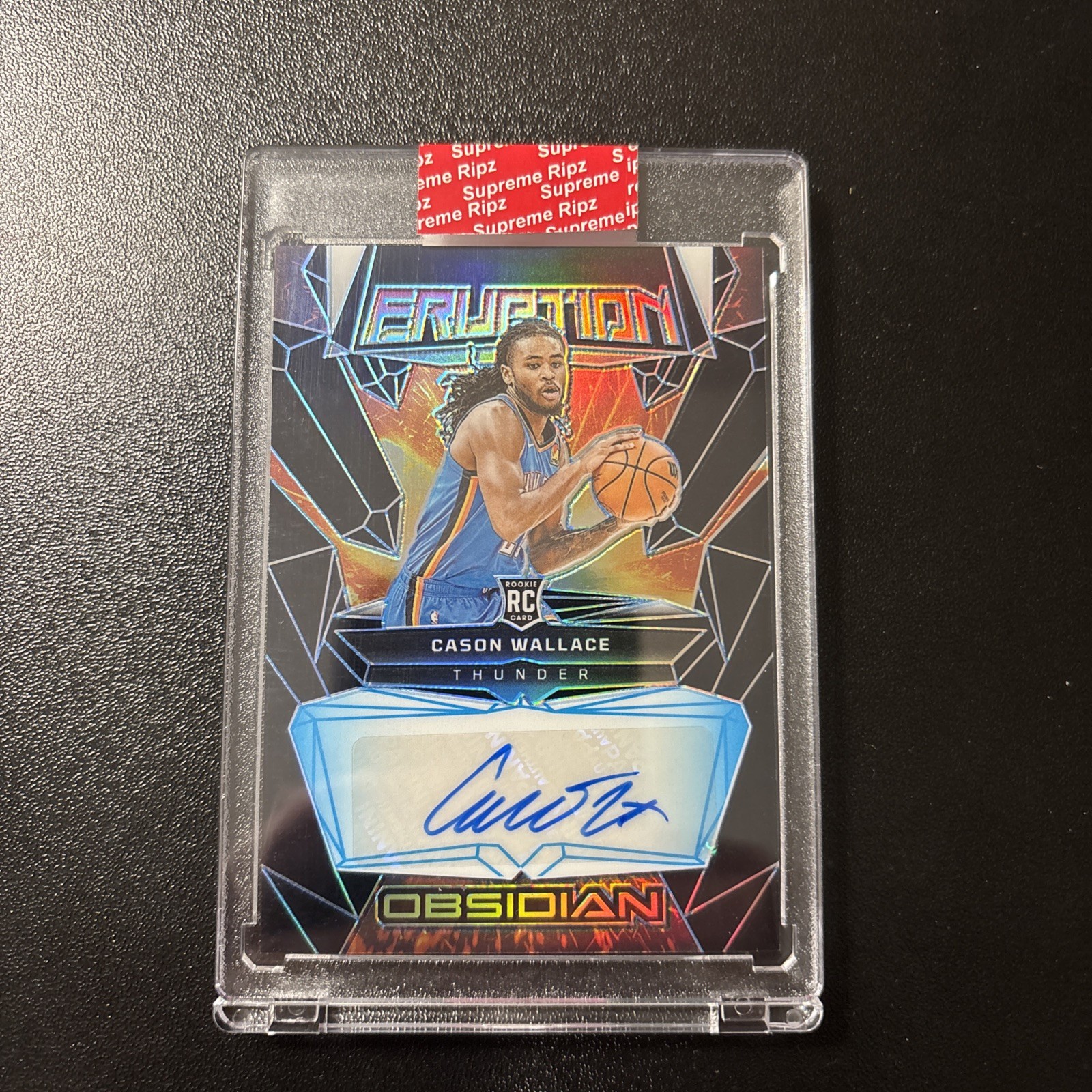 2023-24 Panini Obsidian Cason Wallace ERUPTION Electric Etch Blue /30 OKC
