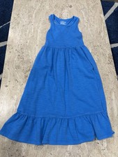 Cat & Jack Blue Sleeveless A-Line Midi Dress Round Neck Pockets Size M (8)